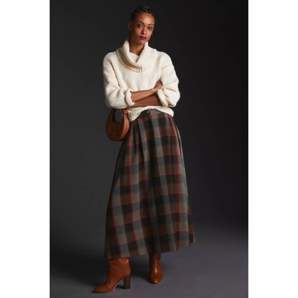 Anthropologie PILCRO White Turtleneck Sweater Ivory Chunky...